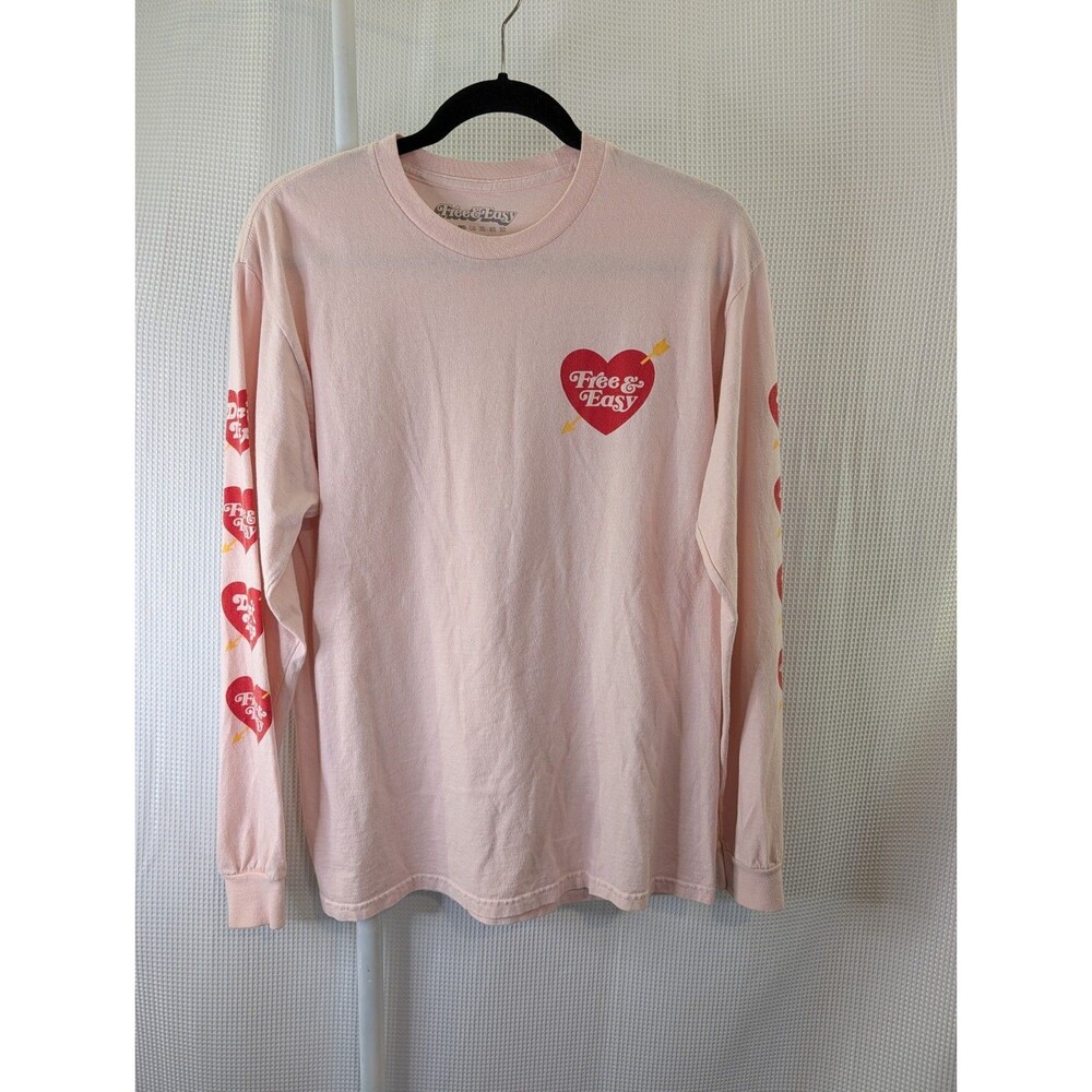 Heart & Arrow LS Tee Free & Easy Women's Medium Casual Surf Boho Pink (K08)